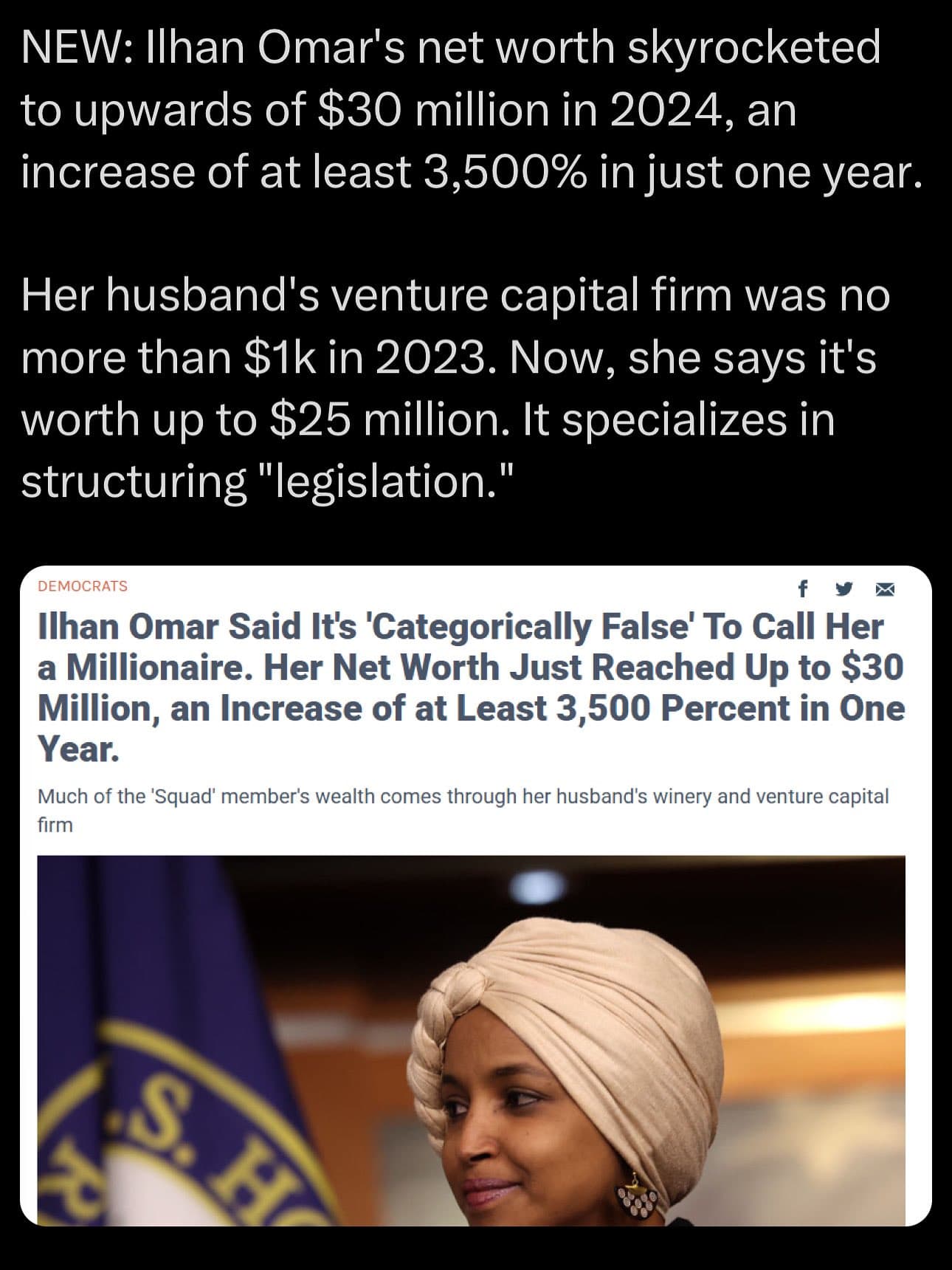 Ilhan Omar's Magical Millions: From Broke to Bougie Overnight