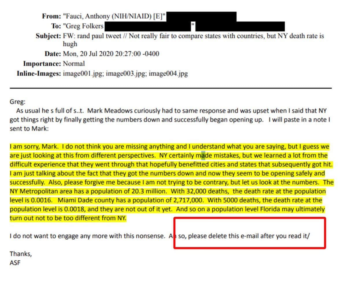 Fauci's Email Cover-Up: Rogue Science Guy Caught Playing Dirty Politics